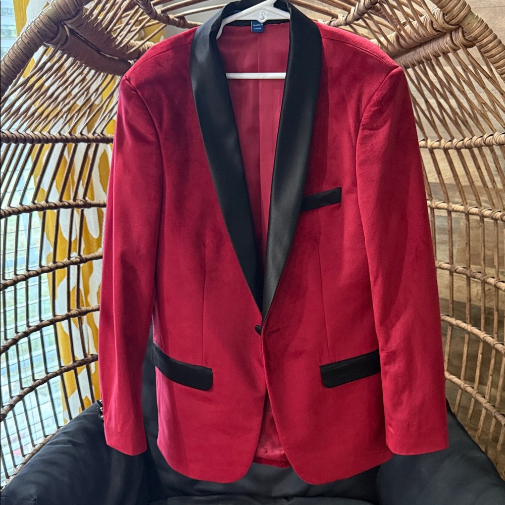 Elegant Red Blazer with Black Accents